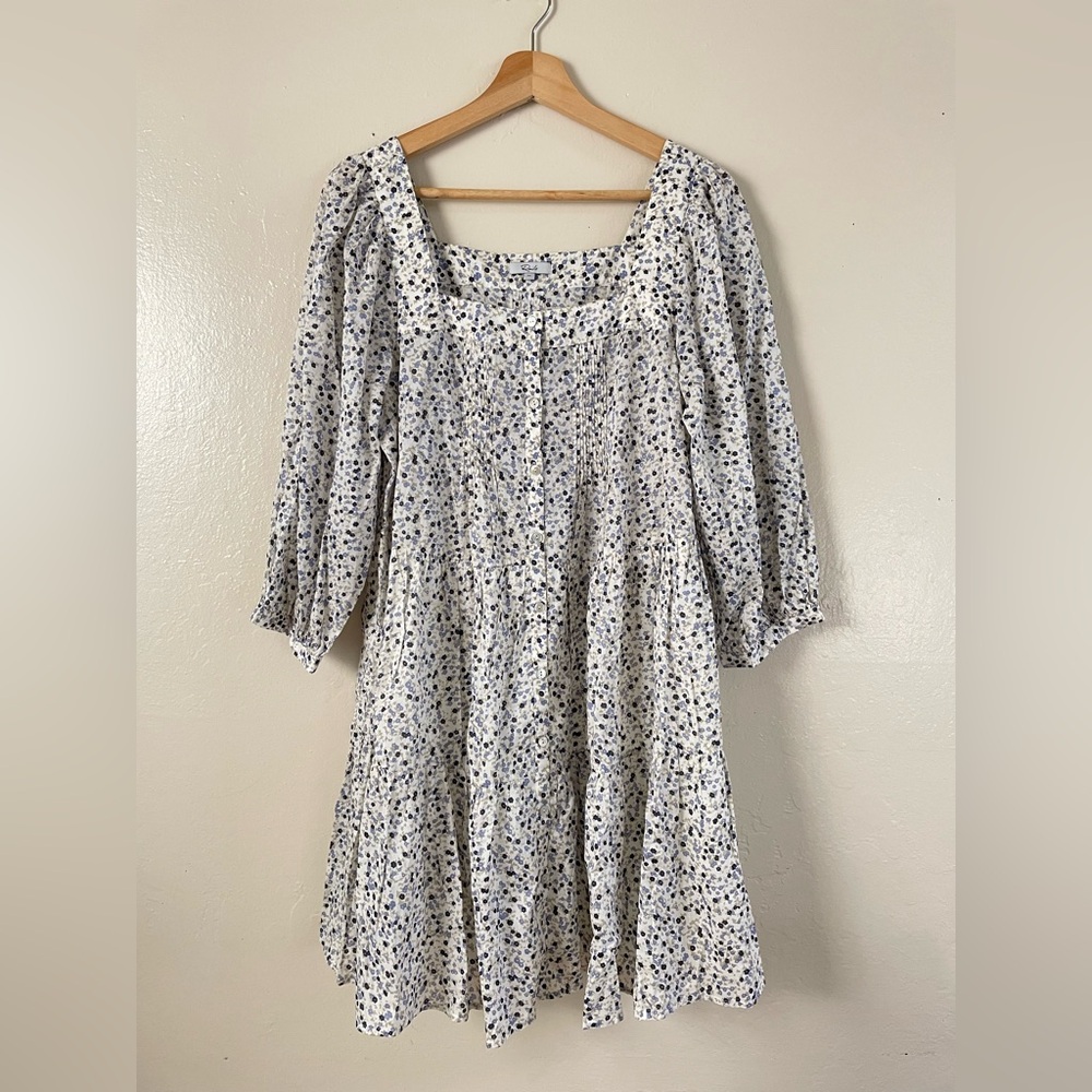 Rails Floral square neck button accent babydoll Dress